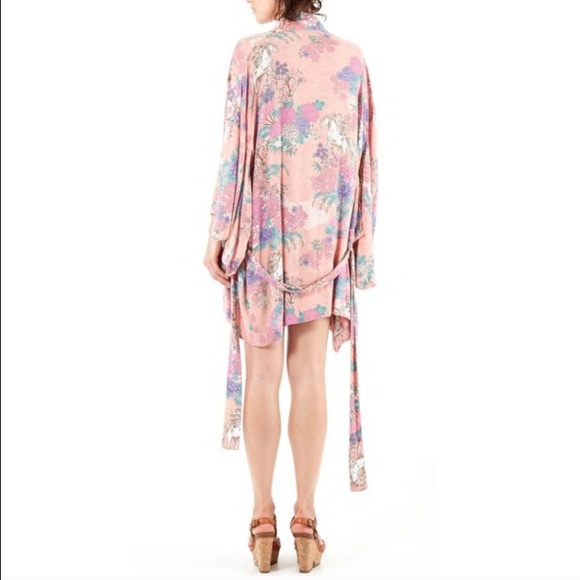 Pink Bohemian Kimono With Horse & Floral Pattern - Picture 3 of 8